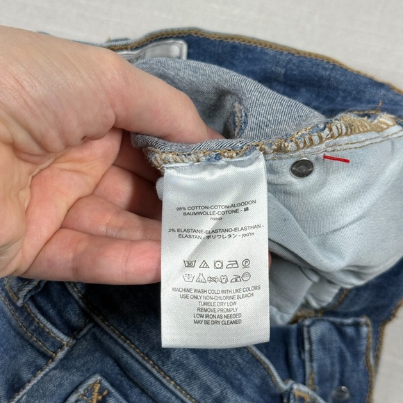 Free People Jeans Womens 26W Blue Fringe Distressed Pants Denim Boho Skinny - Picture 6 of 12